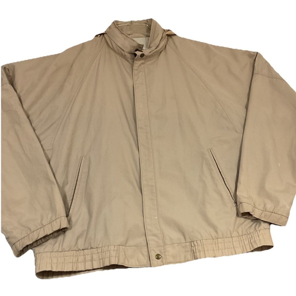 Vintage London Fog Harrington Golf Jacket Tan Full Zip Lined Casual‎ Sz 44 Long